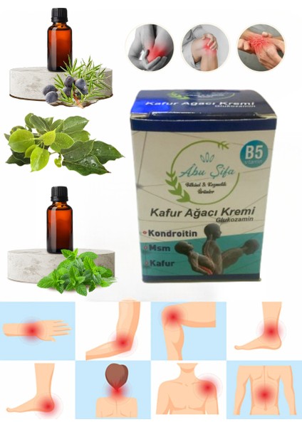 Kafur Ağacı Kremi Glukozaminli B5 Vitaminli Kafur Ardıç Yağı Nane Yağı Bitkisel Krem 200 ml [1 Adet]