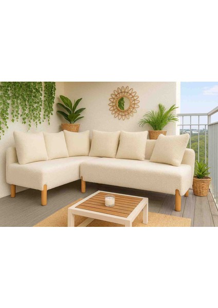 Lotus Koşe Koltuk Krem Peluş Kumaş