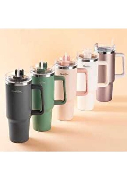 Move Bej Pipetli Termos Bardak 1,2 Litre Çift Katmanlı İzolasyonlu Paslanmaz Çelik modelleri