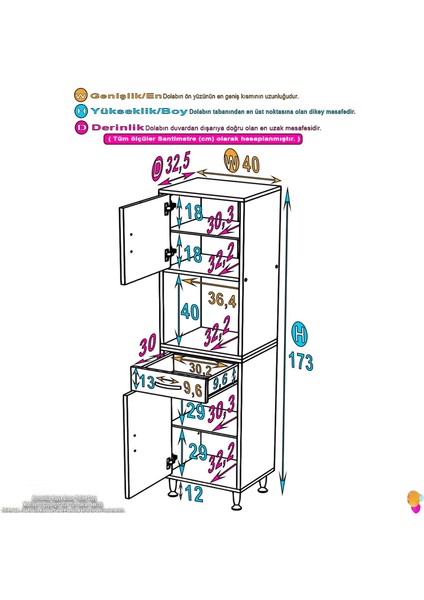 Leno Tek Kapaklı 40 cm Düzenleyici Dolap Banyo/mutfak Dolabı 40X173X32,5 cm Beyaz Dolap fiyatları
