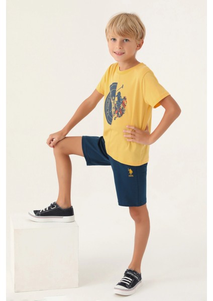 US1747 Erkek Çocuk Ellipse Detailed Lisanslı T-Shirt Şort Takım