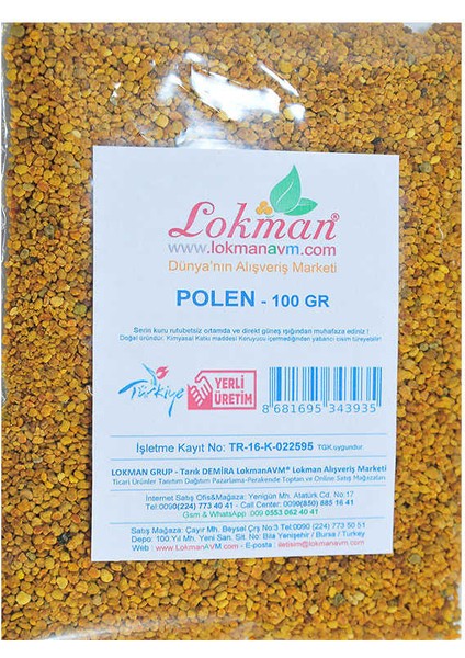 Polen Arı Poleni Doğal 100 gr Paket fiyatları