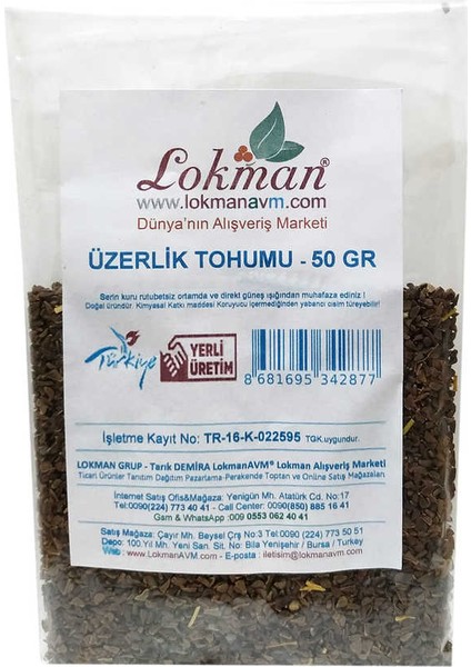 Üzerlik Tohumu Tane Doğal 50 gr Paket fiyatları