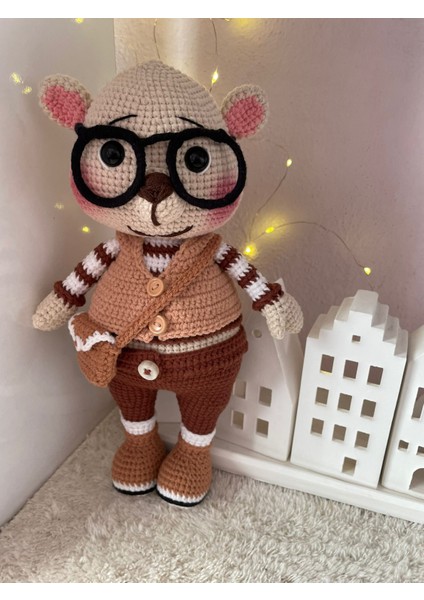 Professor Oswald 26 cm Organik Amigurumi Bebek