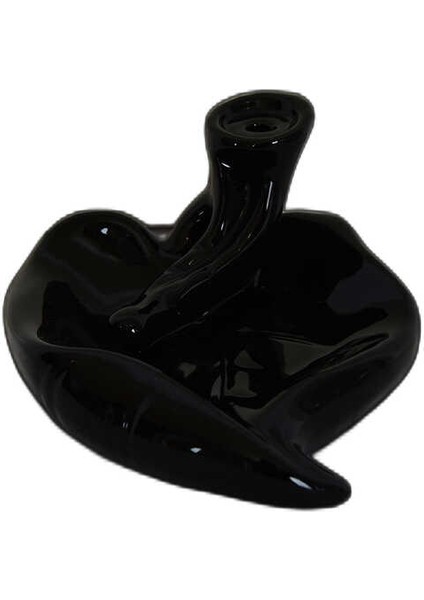 Geri Akış Buhurdanlık Tütsülük Seramik Kalp Siyah Backflow C0888