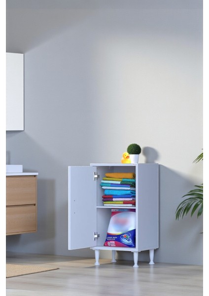 Arden 35 cm Beyaz 2 Bölmeli Banyo Düzenleyici Dolap 1 Raflı Çok Amaçlı Mutfak Dolabı 35X75X32,5 cm