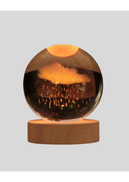 LED Sıcak Işıklı 3D Bulut Figürlü Kristal Küre Ahşap Standlı Gece Lambası fırsatları