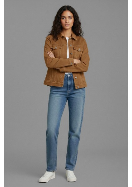 Kadın Rahat Kesim Çift Cepli Denim Kot Ceket modelleri