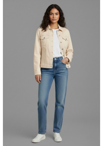 Kadın Rahat Kesim Çift Cepli Denim Kot Ceket fiyatları