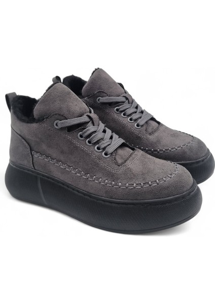 Kadın Kalın Taban Kürk Astarlı Bağcıklı Bot