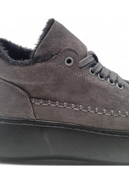 Kadın Kalın Taban Kürk Astarlı Bağcıklı Bot