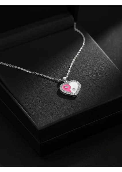 925 Ayar Gümüş Yin Yang Kalp Tasarım – 3 Farklı Renk Seçeneği – Zirkon Taşlı fiyatları