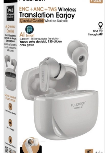 Fulltech FB28 Smart Aı Çevirmen Kulaklık Bluetooth 5.0 - 135 Dil Gerçek Zamanlı Çeviri modelleri