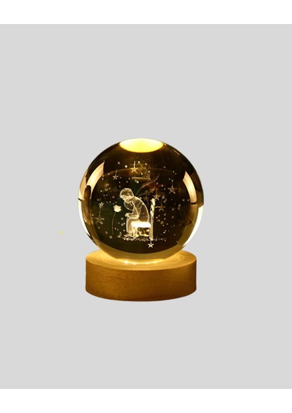 Usb’li Küçük Prens Işıklı Cam Küre Ahşap Altlıklı Dekoratif Lamba fiyatları