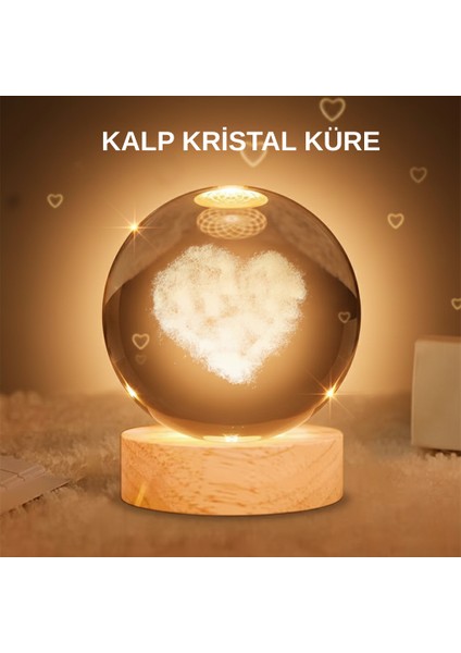 Kalpli Işıklı Cam Küre Ahşap Standlı Dekoratif Gece Lambası