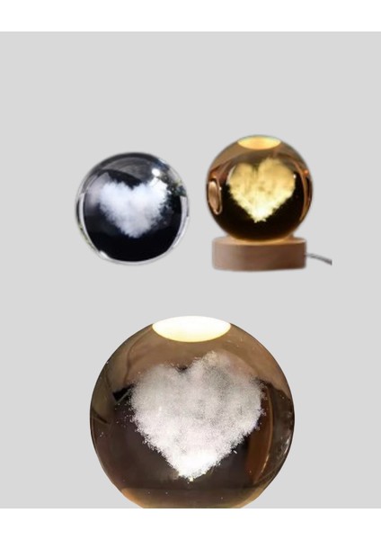 Kalpli Işıklı Cam Küre Ahşap Standlı Dekoratif Gece Lambası fiyatları