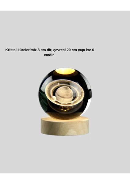3D Satürn Gravürlü Kristal Küre Dekoratif LED Işıklı Gece Lambası indirimleri