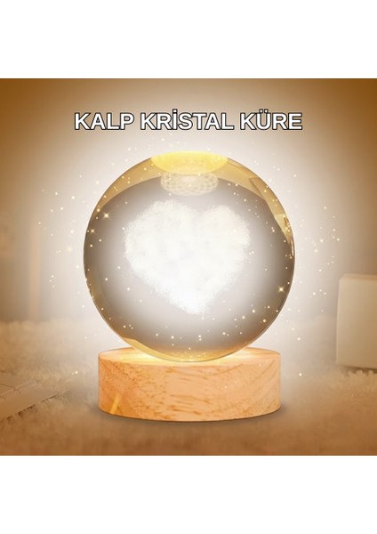 Kalpli LED Işıklı Cam Küre Büyük Boy Kristal Tasarım