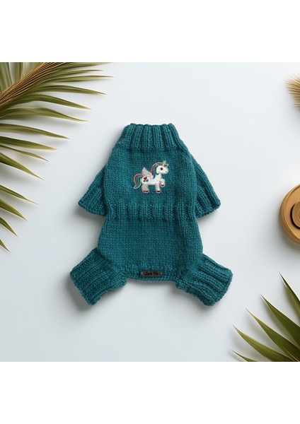 Kedi ve Köpek Için Turkuaz Unicorn Tulum