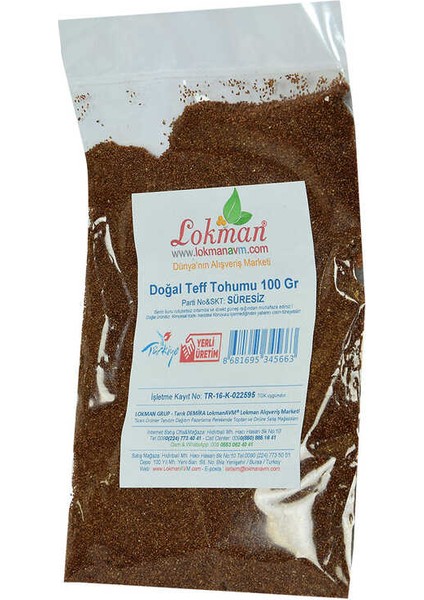 Doğal Tef Tohumu 100 gr Paket modelleri