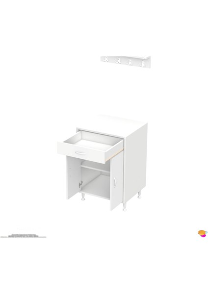 Valya Çekmeceli Beyaz 60 cm Genişlikte Mutfak Dolabı Ocak Alanlı 2 Bölmeli 60X88X56 cm Dolap