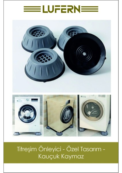 Gürültü Engelleyici ve Kaymaz Titreşim Önleyici Kauçuk Ayak Pedleri Çamaşır Makinesi Stoper 4'lü