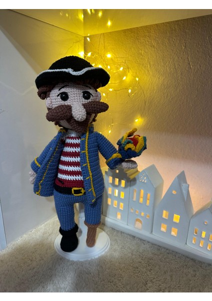 Kaptan Tahta Bacak 30 cm Organik Amigurumi Bebek