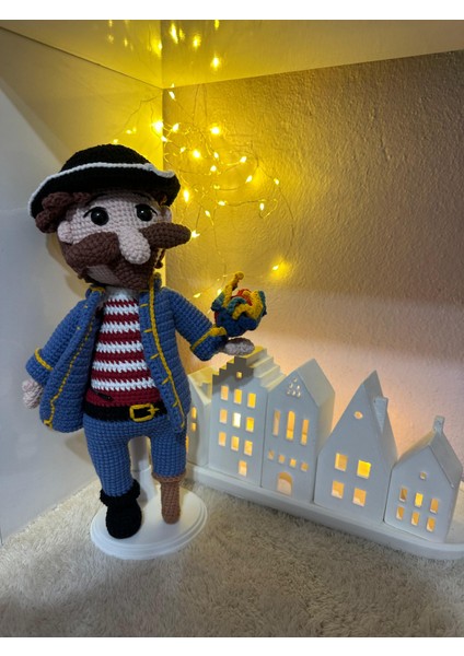 Kaptan Tahta Bacak 30 cm Organik Amigurumi Bebek fırsatları