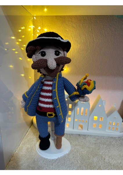 Kaptan Tahta Bacak 30 cm Organik Amigurumi Bebek indirimleri