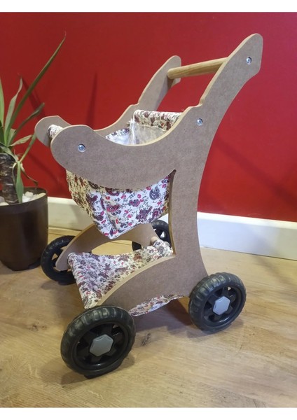 Bebek Yürüteçi , Ahşap Bebek Arabası, Oyuncak Bebek Arabası - Mdf