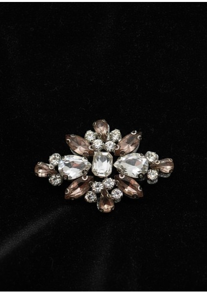 Kahve Antik Stil Parlak Taşlı Broş