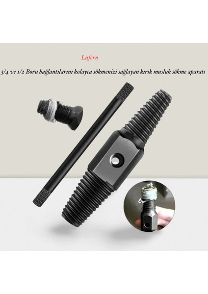 Kırık Musluk Ters Kılavuz Açıcı Aparatı Çift Başlı Su Borusu Vida Hasarlı Cıvata Sökücü Set