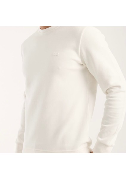 Bisiklet Yaka Beyaz Regular Fit Uzun Kol