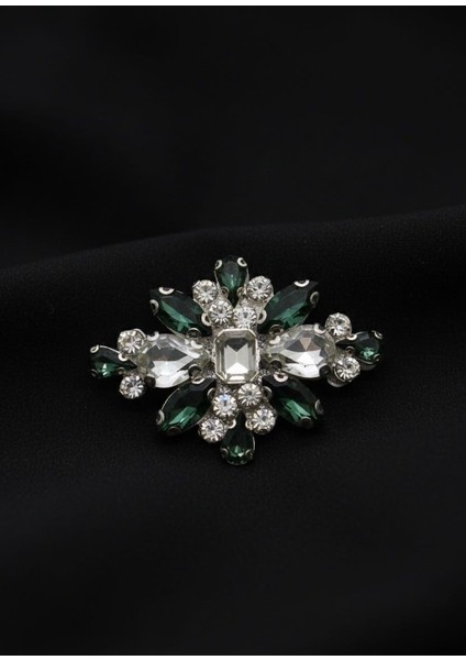 Zümrüt Antik Stil Parlak Taşlı Broş