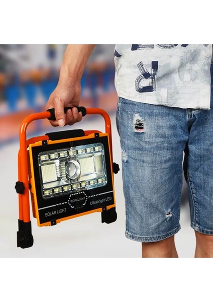 WT-734 P70 LED Solar Panel Şarjlı Taşınabilir Projektör (176 Smd + Yan Led)
