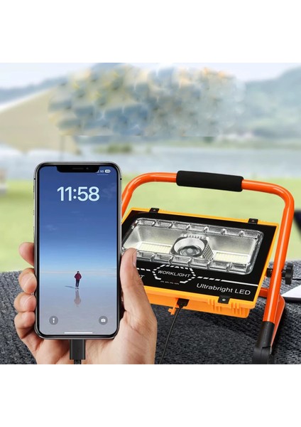 WT-734 P70 LED Solar Panel Şarjlı Taşınabilir Projektör (176 Smd + Yan Led) fırsatları