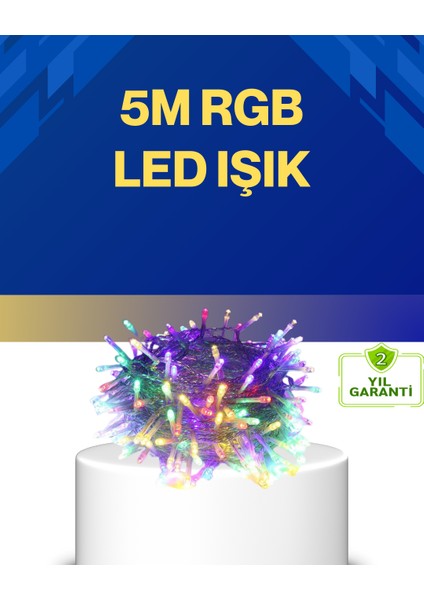 Dekoratif Peri LED 5 M 50 Ampullü Şeffaf Kablo Aydınlatma - ER001Y-53JTJ1