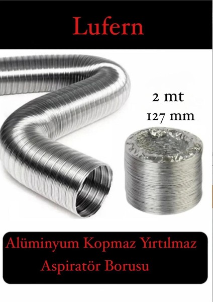 Alüminyum Kopmaz Yırtılmaz Ankastre Baca Aspiratör Davlumbaz Şofben Havalandırma Borusu 2 mt 127 mm