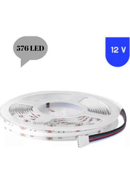 12 Volt 8 mm 576 Ledli Esnek Cob Rgb Şerit LED Iç Mekan 5 Metre fiyatları