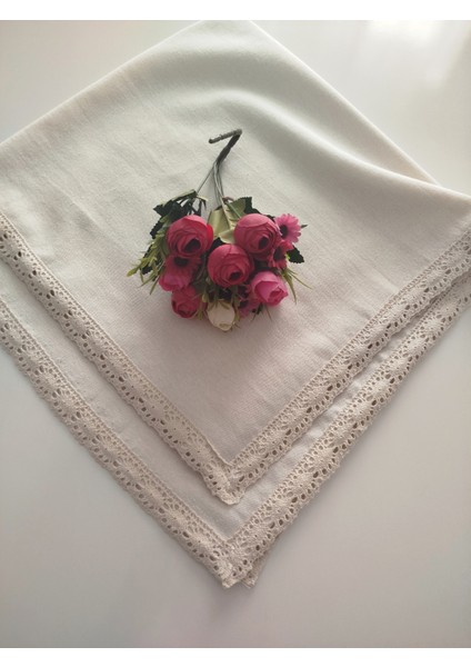 Organik Yumuşak Keten %100 Pamuk Nostalji Güpür Kolay Ütüleme Masa Örtüsü