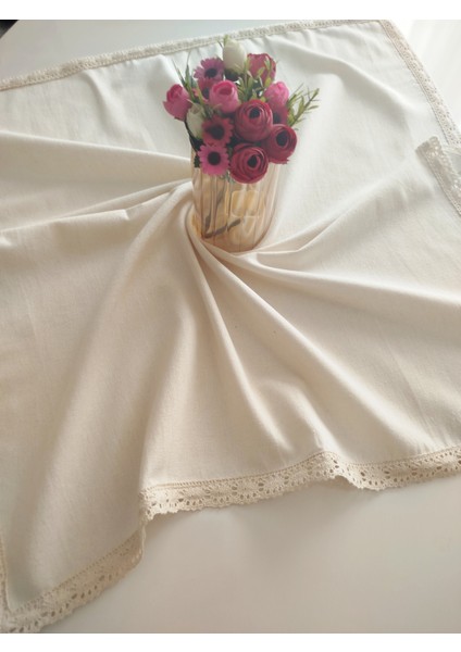 Organik Yumuşak Keten %100 Pamuk Nostalji Güpür Kolay Ütüleme Masa Örtüsü fiyatları