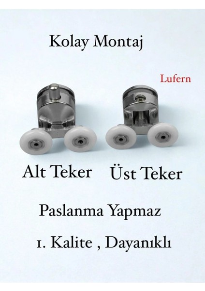 Dayanıklı Duşakabin Tekerleği Alt Üst Sürgülü Cam Kabin Tekeri Rulman Metal Gövdeli 8 Li Set fiyatları