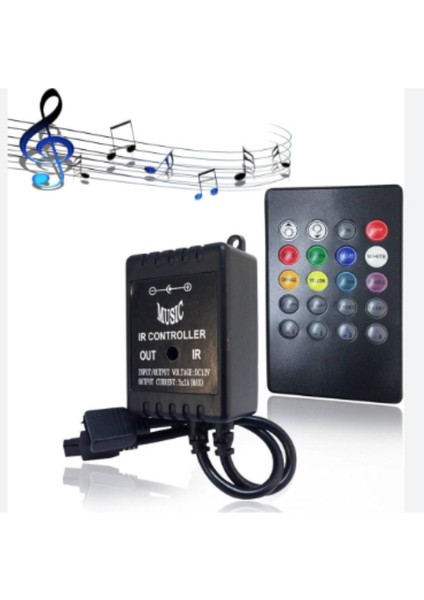 Sese ve Müziğe Duyarlı Rgb Şerit LED Ir Kontrol 6A 12V