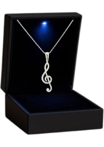 Işıklı Kutuda 925 Ayar Gümüş Melodi Kadın Kolye