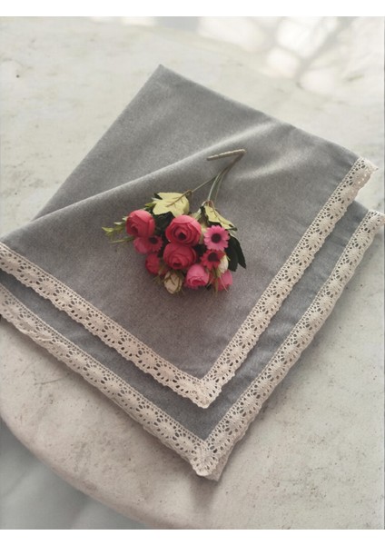 Organik Yumuşak Keten %100 Pamuk Nostalji Güpür Kolay Ütüleme Masa Örtüsü