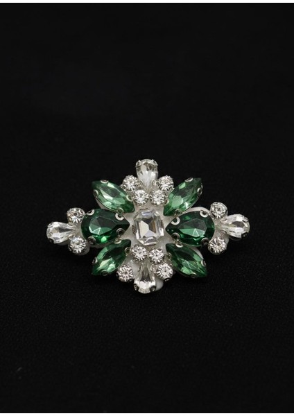 Zümrüt 2 Antik Stil Parlak Taşlı Broş