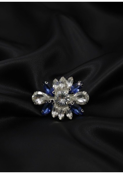 Saks Kraliçe Kristal Çiçek Broş