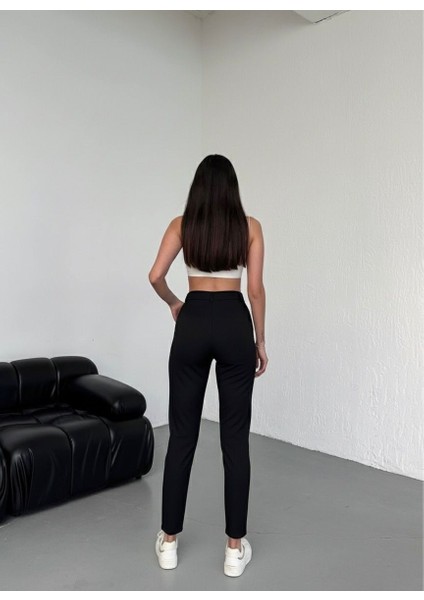 Kadın Havuç Paça Ithal Kumaş Doubleface Kemerli Yüksek Bel Kumaş Pantolon fırsatları