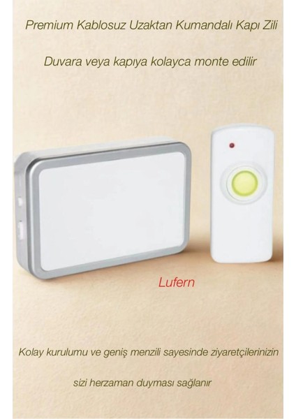 Premium Kablosuz Uzaktan Kumandalı Yüksek Sesli Uzun Mesafe Menzil Kapı Zili Ofis Dükkan Ev 50 Metre