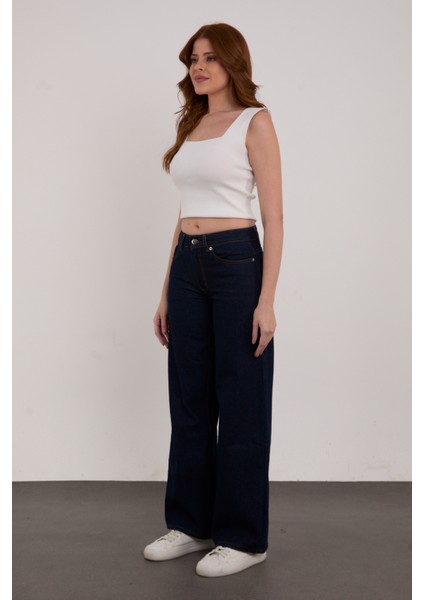Koyu Mavi Lacivert Süper Extra Yüksek Bel Palazzo Salaş Jean Pantolon fiyatları